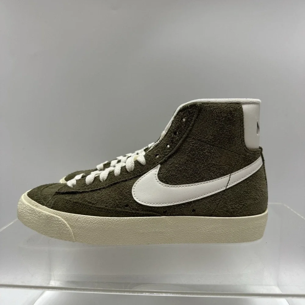 Brand New Nike Blazer '77 Vintage Mid Olive Fuzzy Suede DV7006-201 Women Size 7